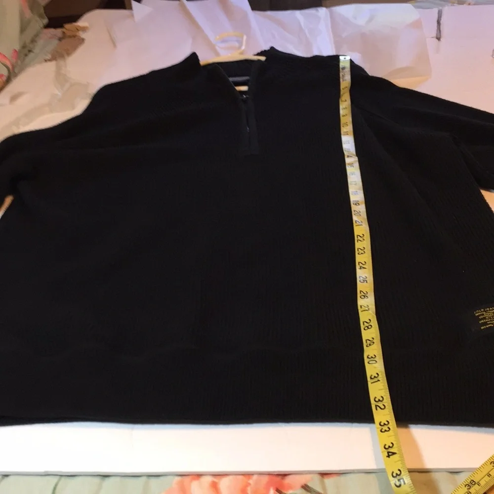 Polo Jean Company Ralph Lauren Navy Ribbed Quarter Zip Heavy Cotton Sweater XXL